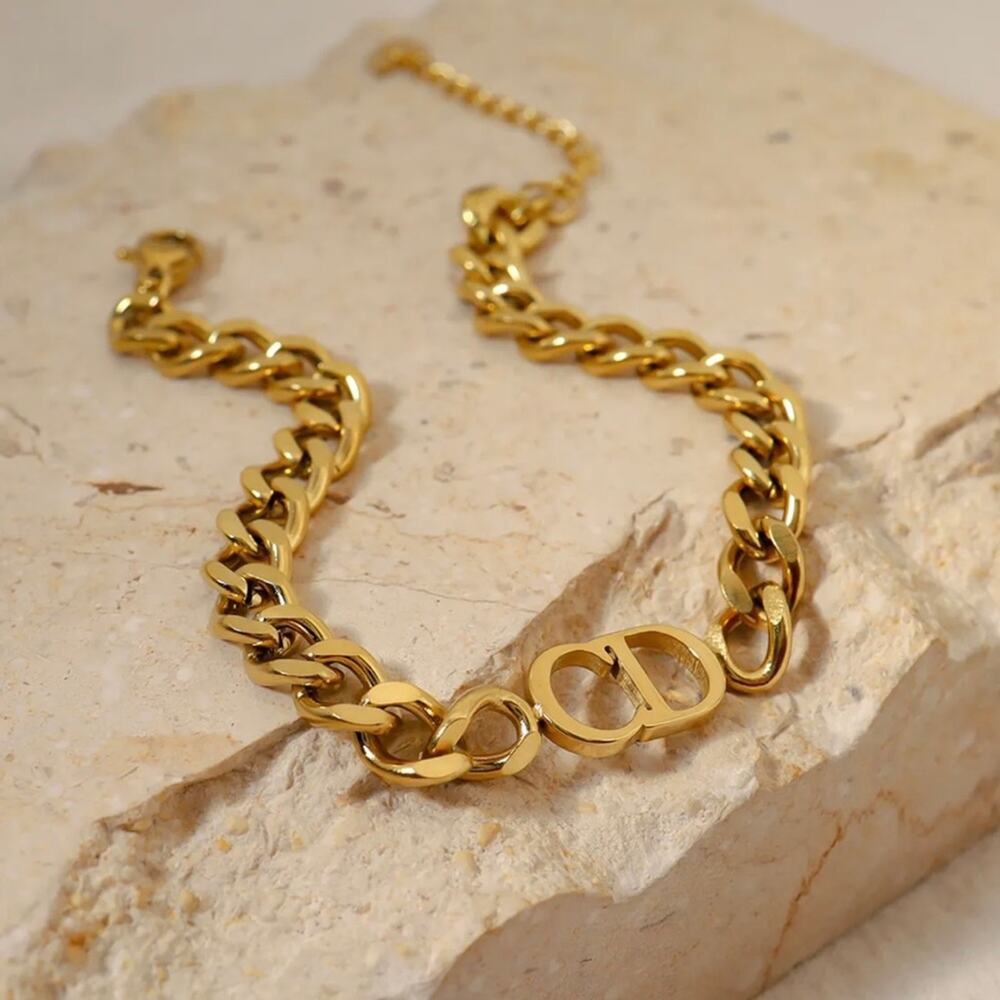 Designer Inspired CD Gold Plated Stainless Steel Bracelet